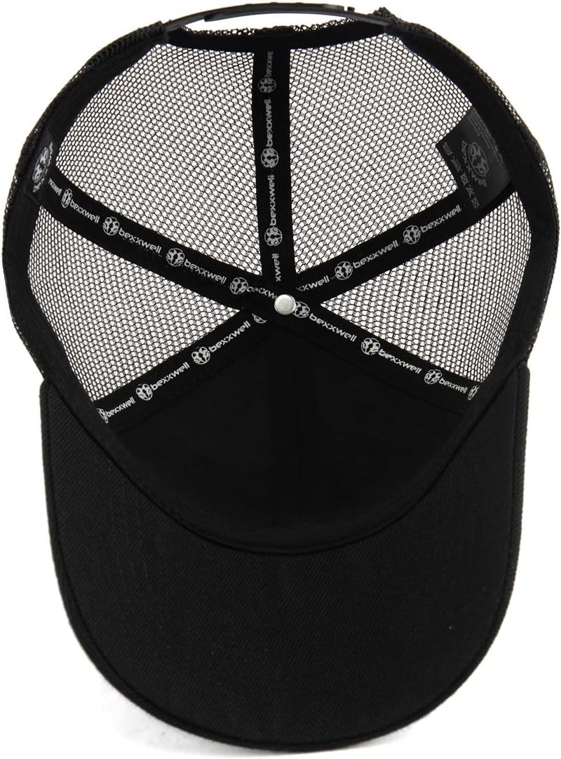 Bexxwell Trucker Cap schwarz mit Kreuz-Stickerei (optimale Passform, Kappe, Black, Truckercap, Cross