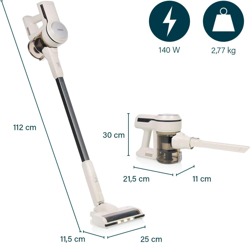 Princess Silent Storm – Hohe Saugleistung – Hygienische Behälterentleerung – 30 min kabellos reinige