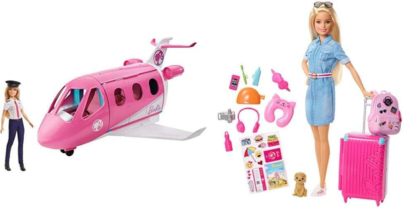 Barbie GJB33 - Reise Traumflugzeug Flugzeug mit Puppe und Zubehör, Puppen Spielzeug ab 3 Jahren & Re