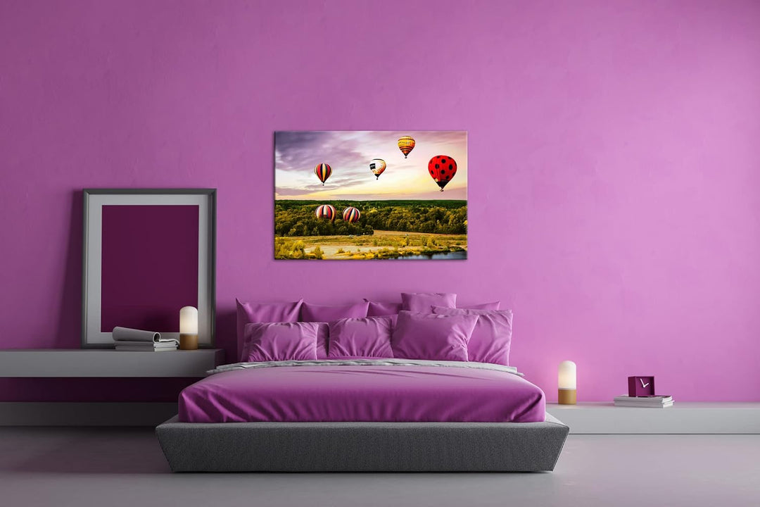 deyoli Fahrt mit einem Heissluftballon Format: 80x60 als Leinwandbild, Motiv fertig gerahmt auf Echt