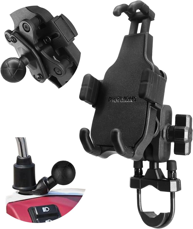 AGEofDMS Motorrad Handyhalterung mit Vibrationsdämpfer, Handyhalter für Roller, Fahrrad, One-Touch A