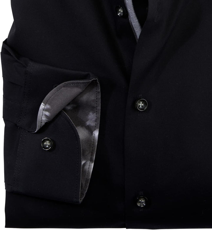 OLYMP Herren Businesshemd Langarm Level Five,Einfarbig,Body fit,Modern Kent,schwarz 68,37