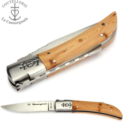 Le Camarguais 12 cm Taschenmesser 20090 - Griffschalen Wacholder - Klinge 10 cm Stahl 12C27-1 Backe