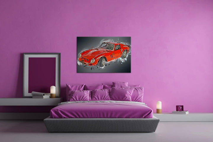 deyoli gezeichneter Sportwagen Format: 100x70 als Leinwandbild, Motiv fertig gerahmt auf Echtholzrah