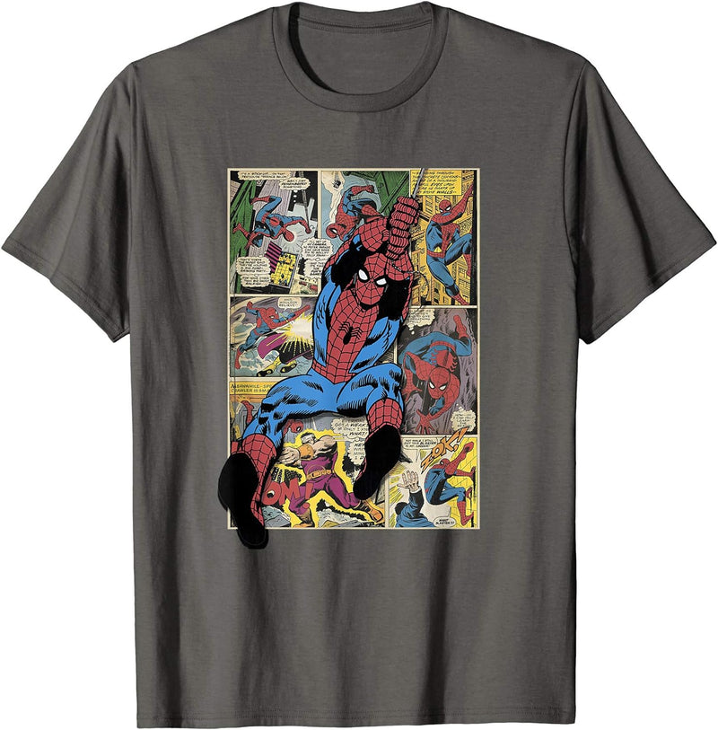 Marvel Spider-Man Comic Book Page Print Graphic T-Shirt