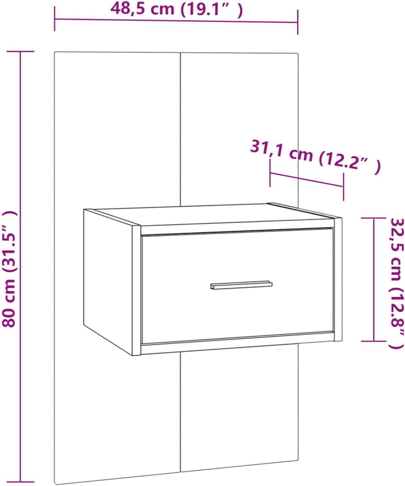 Tidyard Wand Nachttisch Hängend Nachtschrank Nachtkonsole Nachtkommode Schlafzimmer Wandschrank Komm