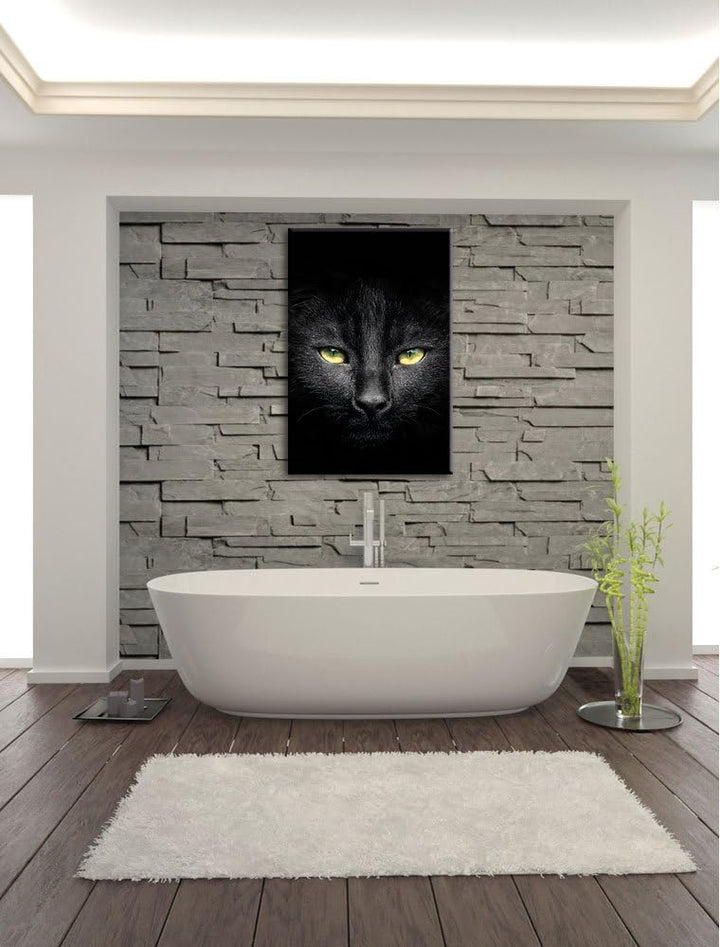 Pixxprint Dark schwarzes Katzengesicht als Leinwandbild/Grösse: 100x70 / Wandbild/Kunstdruck/fertig