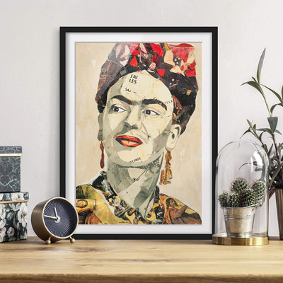 Bild mit Rahmen - Frida Kahlo - Collage No.2 - Rahmenfarbe Schwarz, 70 x 50 cm 70cm x 50cm Schwarz,