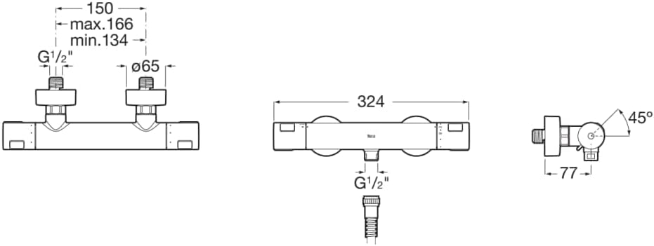 Roca A5A2E18C00 Thermostatische Duschmischer, T-500, Chrom (Ohne Ausrüstung)