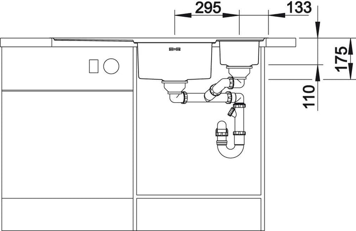 BLANCO AXIS III 6 S-IF | Edelstahl | Einbauart: Einbau von Oben & Flächenbündig | Hauptbecken links