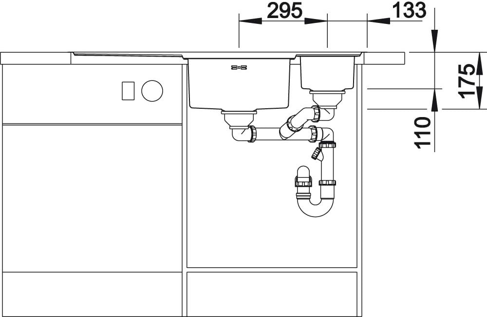 BLANCO AXIS III 6 S-IF | Edelstahl | Einbauart: Einbau von Oben & Flächenbündig | Hauptbecken rechts