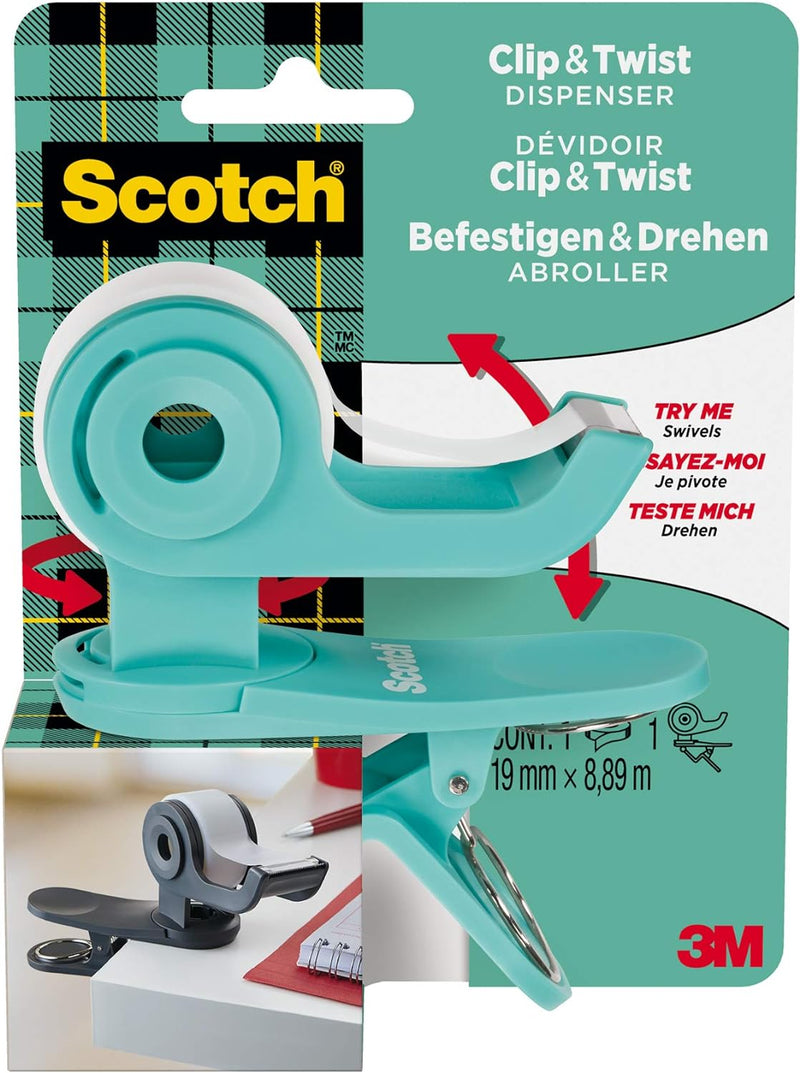 Scotch Magic Klebeband – Vorteilspack 14 Rollen 19mm x 33m & Scotch Clip & Twist Klebeband-Abroller