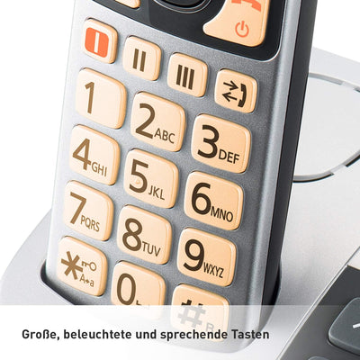 Panasonic KX-TGE522GS DECT Seniorentelefon mit Notruf, Silber-schwarz & KX-TGE510GS DECT Seniorentel