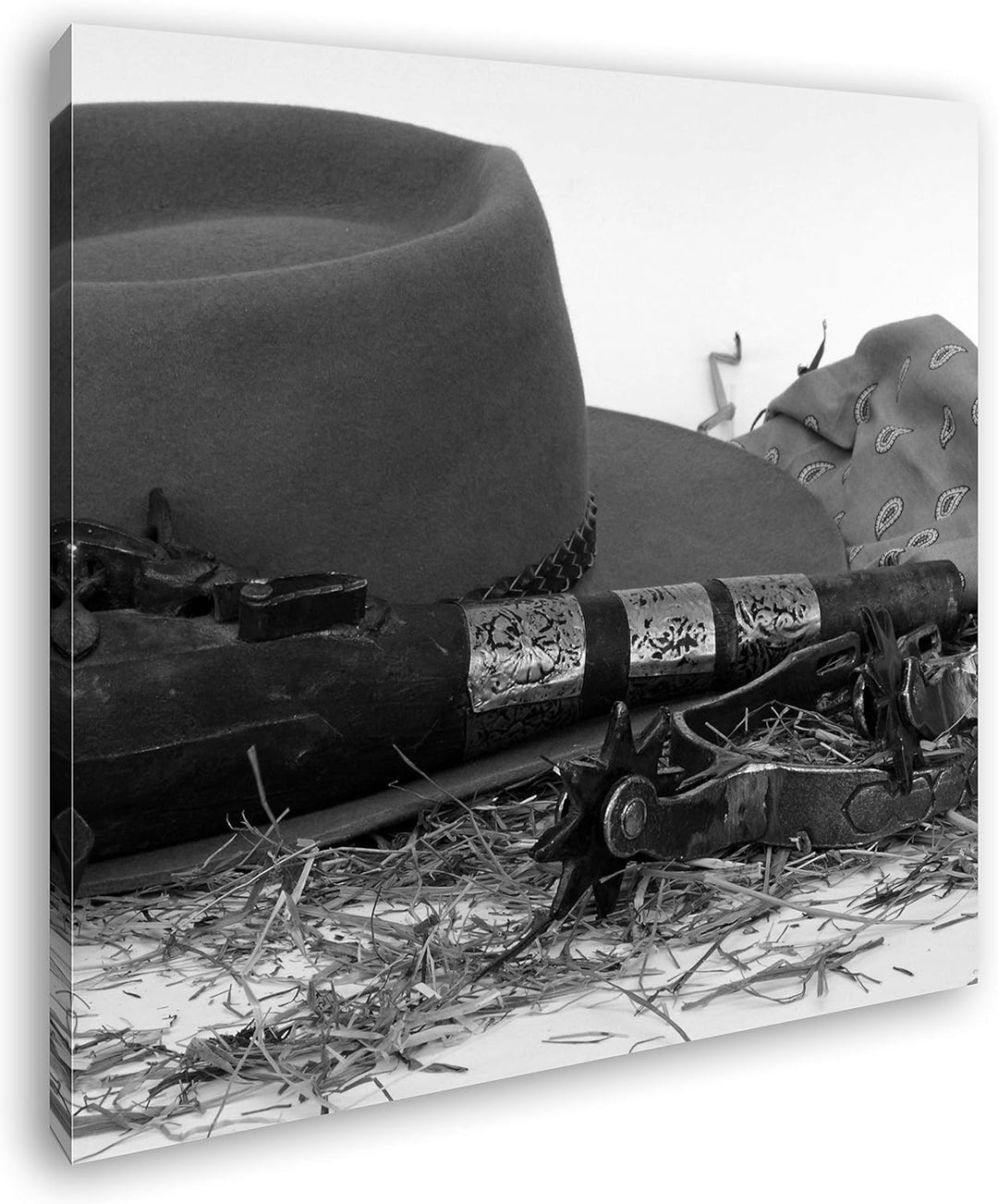 deyoli Wilder Westen Format: 70x70 Effekt: Schwarz&Weiss als Leinwandbild, Motiv auf Echtholzrahmen,