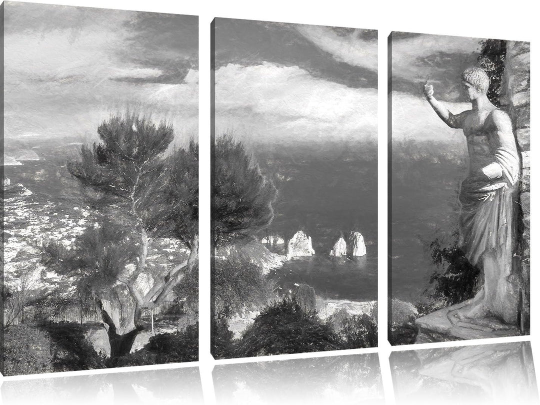 Pixxprint Insel Capri in Italien Kunst / 3-Teilig/Gesamtmass 120cm Leinwandbild bespannt auf Holzrah
