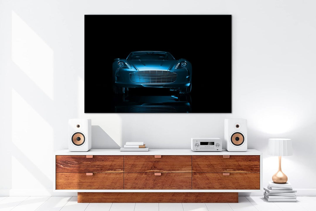 deyoli Dark Bronzefarbener Sportwagen Format 80x60 Effekt: Monocrome Blau als Leinwandbild, Motiv fe