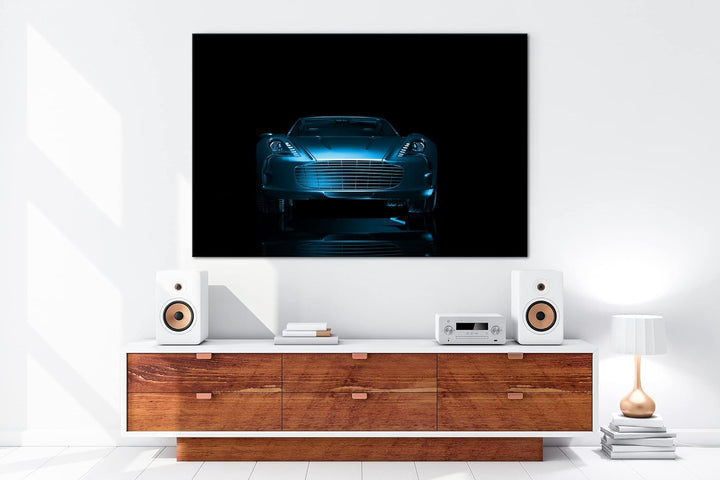 deyoli Dark Bronzefarbener Sportwagen Format 80x60 Effekt: Monocrome Blau als Leinwandbild, Motiv fe