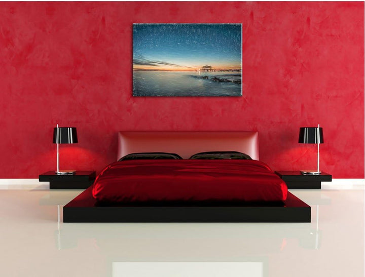 Pixxprint Timmendorfer Strand / 100x70cm Leinwandbild bespannt auf Holzrahmen/Wandbild Kunstdruck De