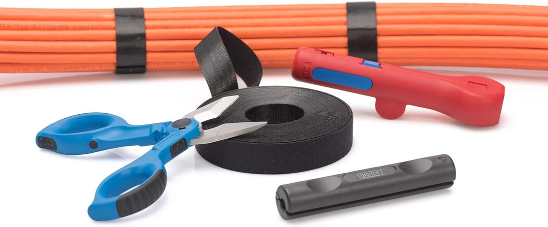 DIGITUS M6 Schrauben & Käfigmuttern – 100 Stück Set – Für 19-Zoll & 10-Zoll Schränke + Klettband für