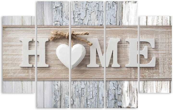 Feeby Wanddeko 5 teile Haus 150x100 cm Bilder modern Herz Wohnzimmer Küche Grau Deko Paneel 150x100