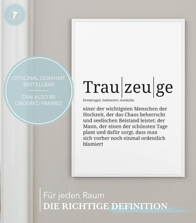 Papierschmiede® Definition: Trauzeuge, DIN A1 (59x84 cm), XXL Poster für Wohnzimmer, Schlafzimmer, K