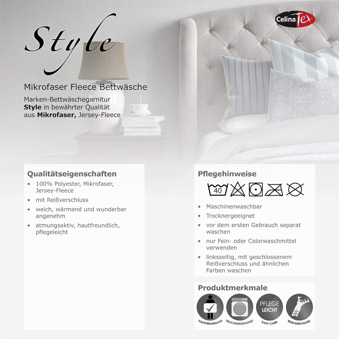 CelinaTex Style Bettwäsche 155 x 220 cm 4teilig Mikrofaser Fleece Bettbezug Daniela Streifen schwarz