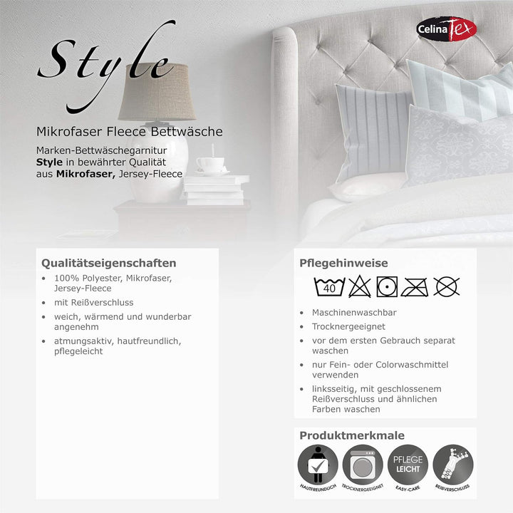 CelinaTex Style Bettwäsche 155 x 220 cm 4teilig Mikrofaser Fleece Bettbezug Daniela Streifen schwarz