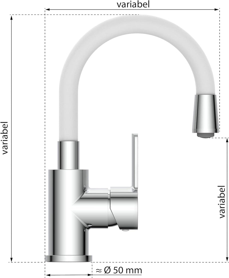 EISL Waschtischarmatur FLEXO, flexibler Auslauf weiss, Wasserhahn Bad, flexibel einstellbare Badarma