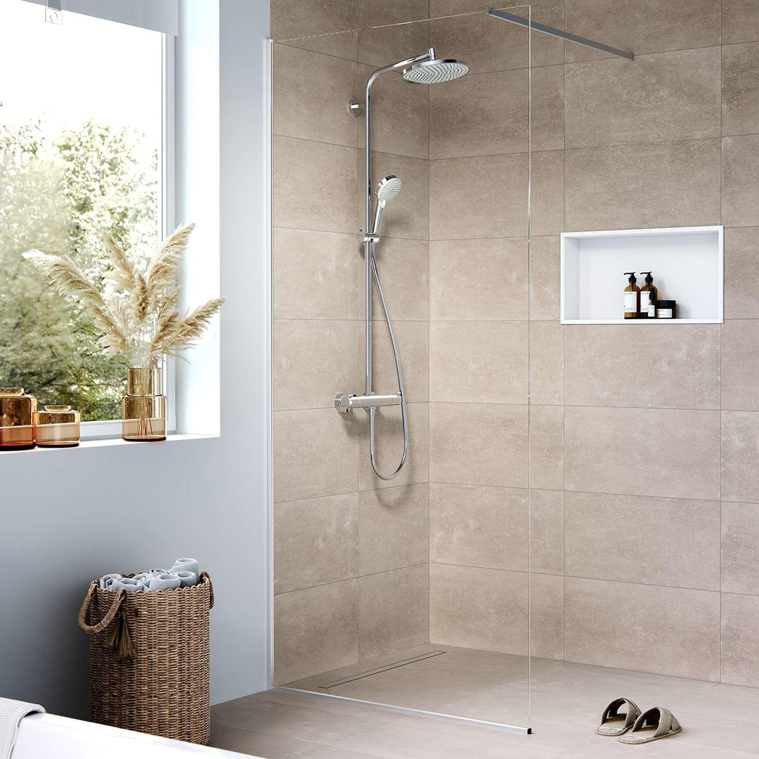 hansgrohe 56174800 RainDrain Compact Duschrinne 600 für Standardinstallation Edelstahl gebürstet Kom