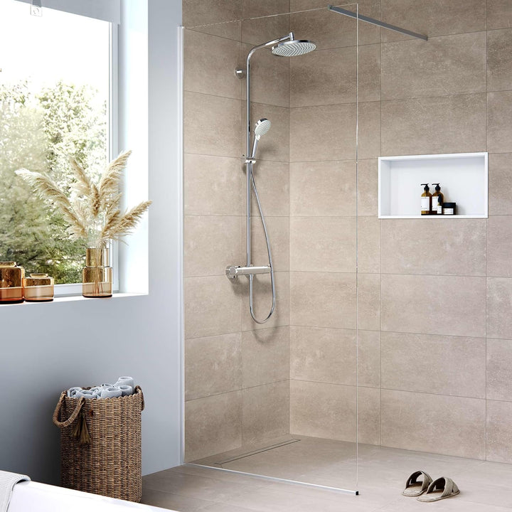 hansgrohe 56174800 RainDrain Compact Duschrinne 600 für Standardinstallation Edelstahl gebürstet Kom