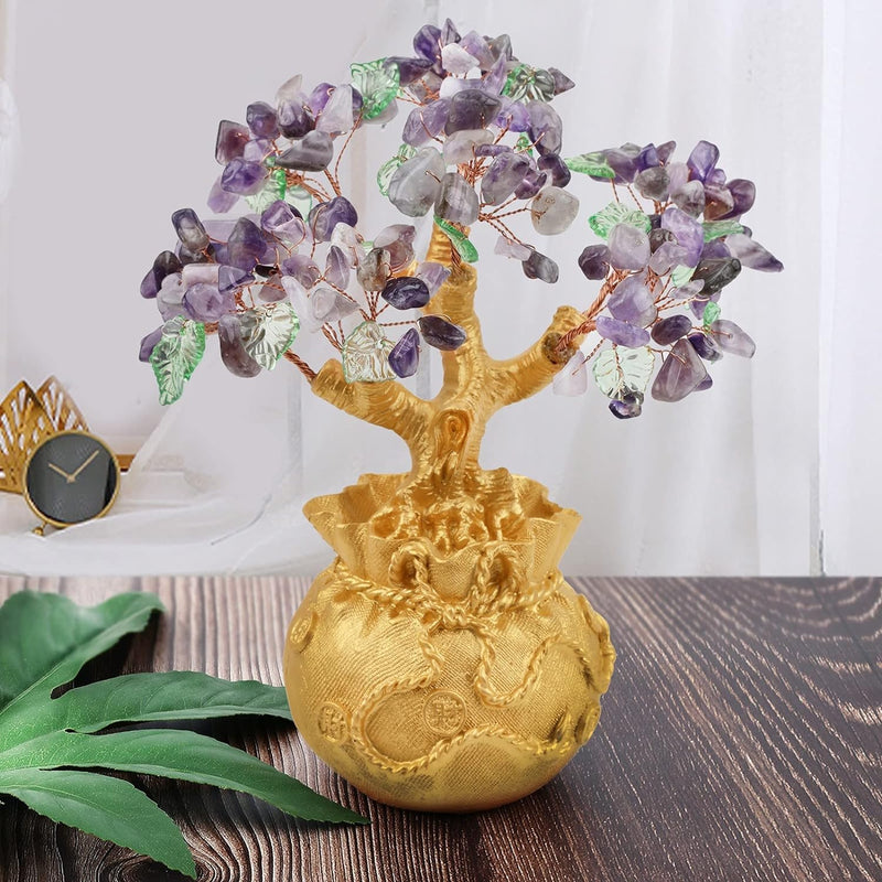 Nupuyai Amethyst Kristall Baum Feng Shui Edelstein Baum, Glücksbaum, Geldbaum Geschenk, Hochzeit Fen