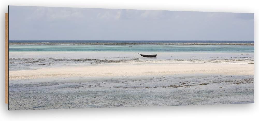 Wandbild XXL Boot Deko Kunst Bilder Landschaft Beige 150x50 cm Deko paneel 150x50 cm Beige_C, Deko p