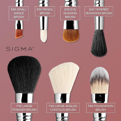 Sigma Beauty Make Me Classy Makeup Brush Set 7 - Tragbare Pinsel Set für Foundation, Puder, Konturen