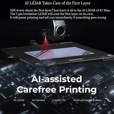 Creality 3D Drucker K1 MAX fortschrittlicher FDM Drucktechnik,600mm/s Druckgeschwindigkeit mit Doppe