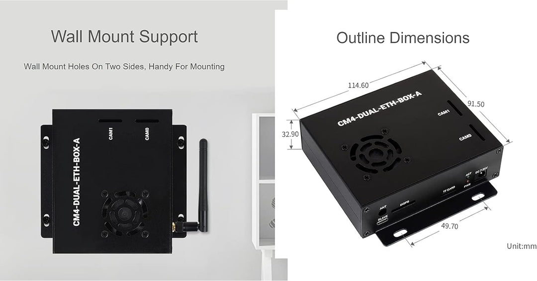 Dual Gigabit Ethernet Mini-Computer Basierend auf Raspberry Pi Compute Module 4 (Nicht Enthalten), W