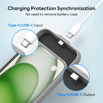 Akku Hülle für iPhone 15 Plus, 6800mAh Slim Tragbare Handyhülle Akku, wiederaufladbare Powerbank Ext