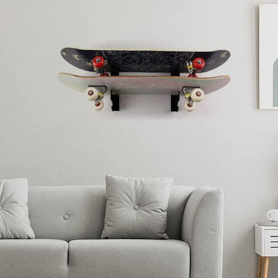 WANLIAN Skateboard Wandhalterung Display Rack, Double Skateboard Wandregal Display Rack mit Aufbewah