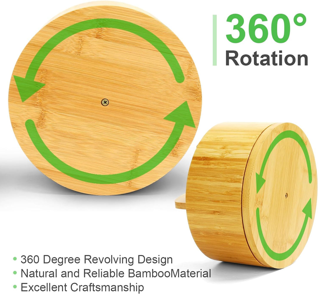 Cinnani 360° Drehbarer Schreibtisch Organizer aus Bambus, Stiftehalter Holz mit Griff, Tisch Organiz