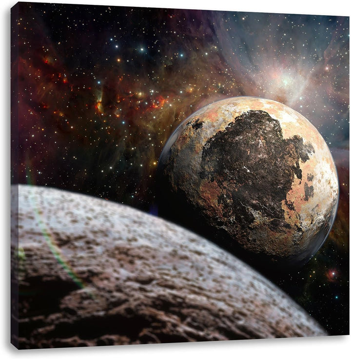 Alien Planeten im Weltall, Format: 70x70 auf Leinwand, XXL riesige Bilder fertig gerahmt mit Keilrah