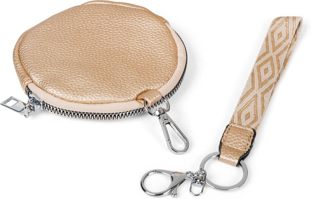 styleBREAKER Damen Halbmond Crossbody Schultertaschen Set 3-Teilig, Schultergurt mit Muster, Schlüss
