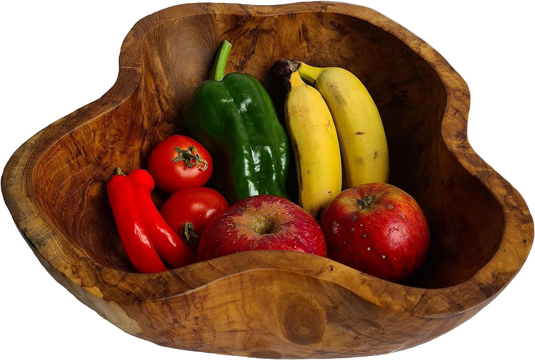 Windalf Rustikale Snack Holzschale AMELIE Ø 28 cm Nussschale Deko-Schale Schmuckschale Wurzelholz