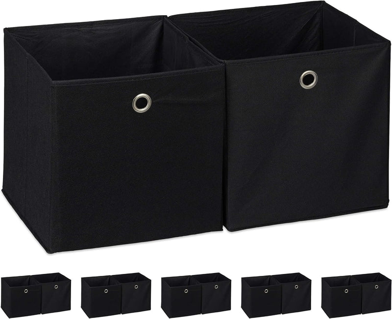 12 x Aufbewahrungsbox Stoff, quadratisch, Aufbewahrung für Regal, Stoffbox in Würfelform, HxBxT 30 x