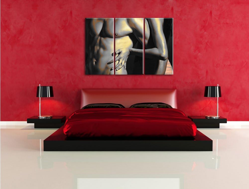 Pixxprint Nacktes Pärchen als Leinwandbild | Grösse: 3 Teilig (120x80) | Wandbild| Kunstdruck | fert