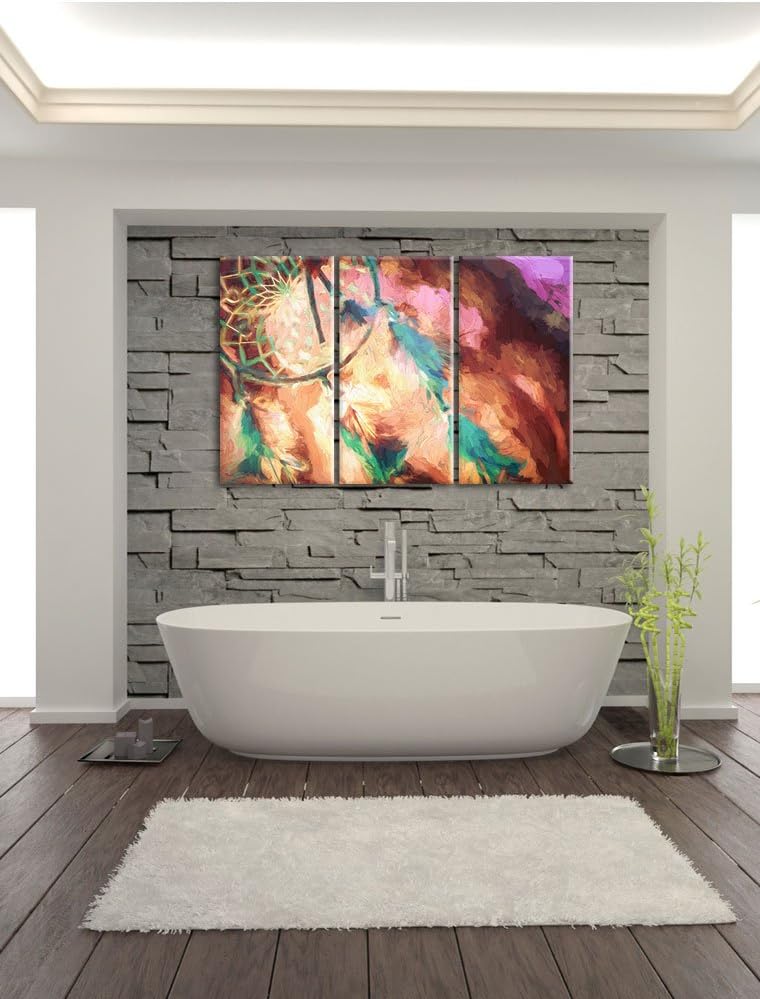 Pixxprint Traumfänger als Leinwandbild | Grösse: 3 Teilig (120x80) | Wandbild| Kunstdruck | fertig b