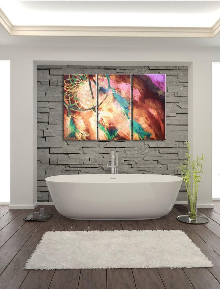 Pixxprint Traumfänger als Leinwandbild | Grösse: 3 Teilig (120x80) | Wandbild| Kunstdruck | fertig b