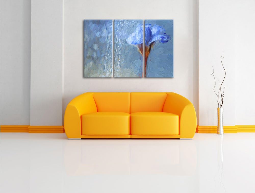 Pixxprint Frühlingsblume Tautropfen / 3-Teilig/Gesamtmass 120cm Leinwandbild bespannt auf Holzrahmen