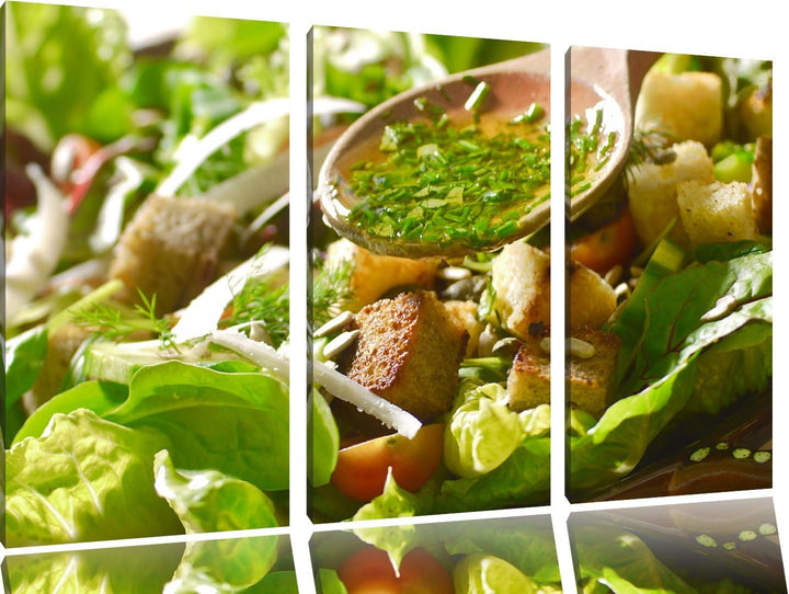 Kräuter Vinigrette als 3-Teiler Leinwandbild 120x80 Bild auf Leinwand, XXL riesige Bilder fertig ger
