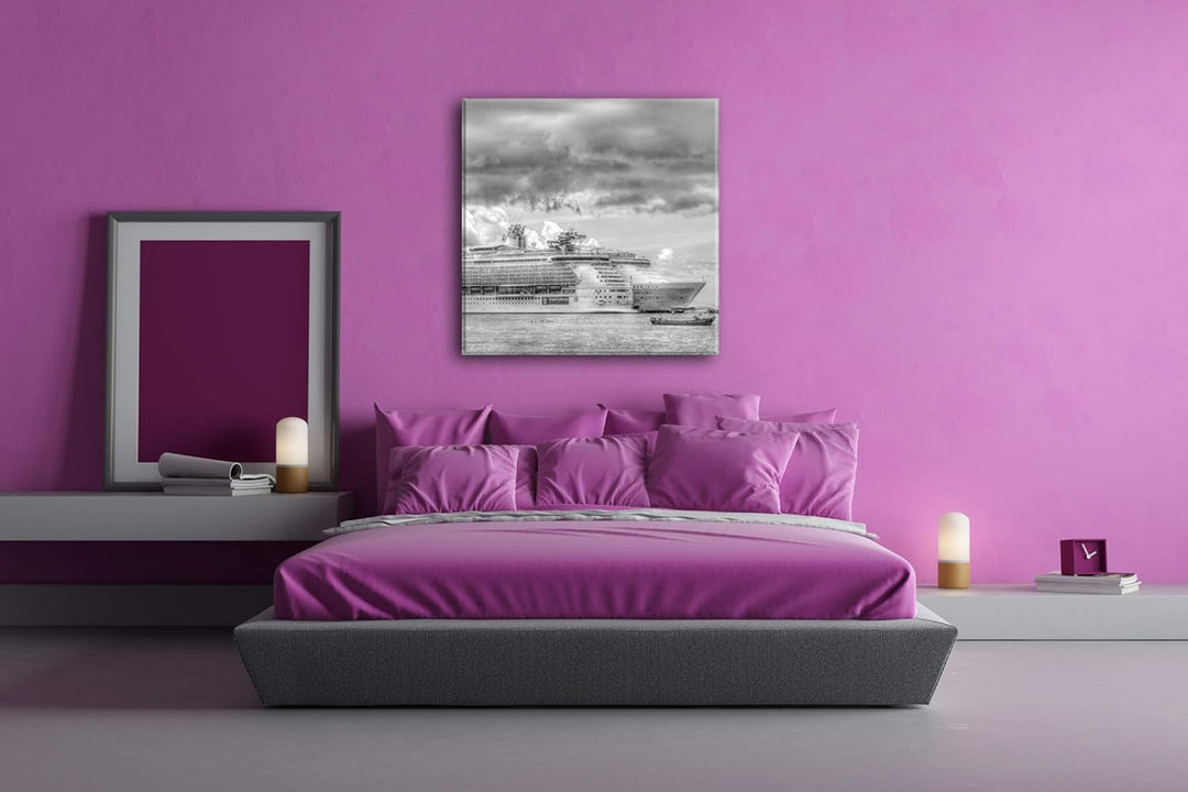 deyoli malerisches Kreuzfahrtschiff Format: 60x60 Effekt: Schwarz&Weiss als Leinwandbild, Motiv auf