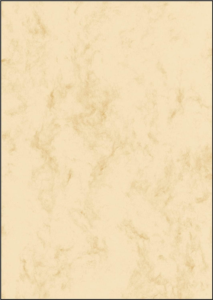 SIGEL T1081 Hochwertiges Marmor-Papier A4 beige (250 Blatt, 90 g) beidseitig marmoriert, Briefpapier