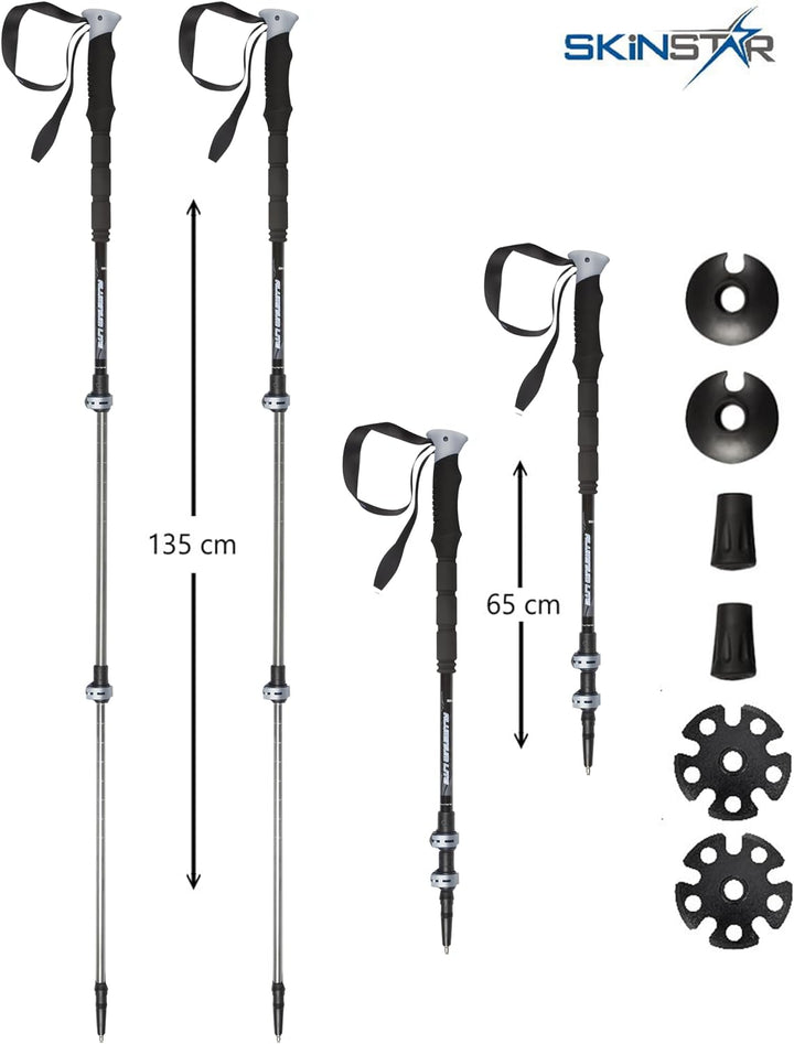 SKINSTAR T1 Tourenstock Trekkingstöcke Skistock Skitourenstock Skistöcke Wandern BLACK/GREY, BLACK/G